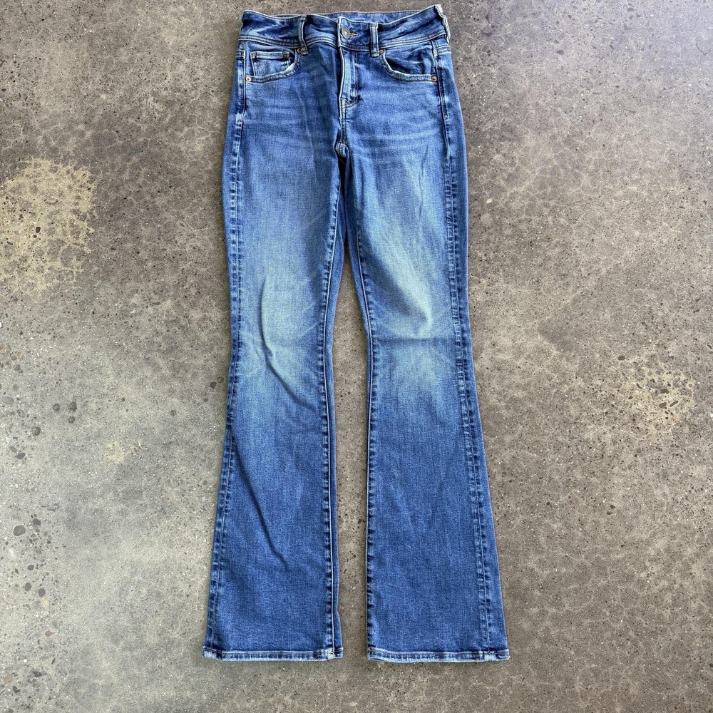 American Eagle Outfitters Bootcut Jeans Womens 4 Long Med Wash Blue Stretch